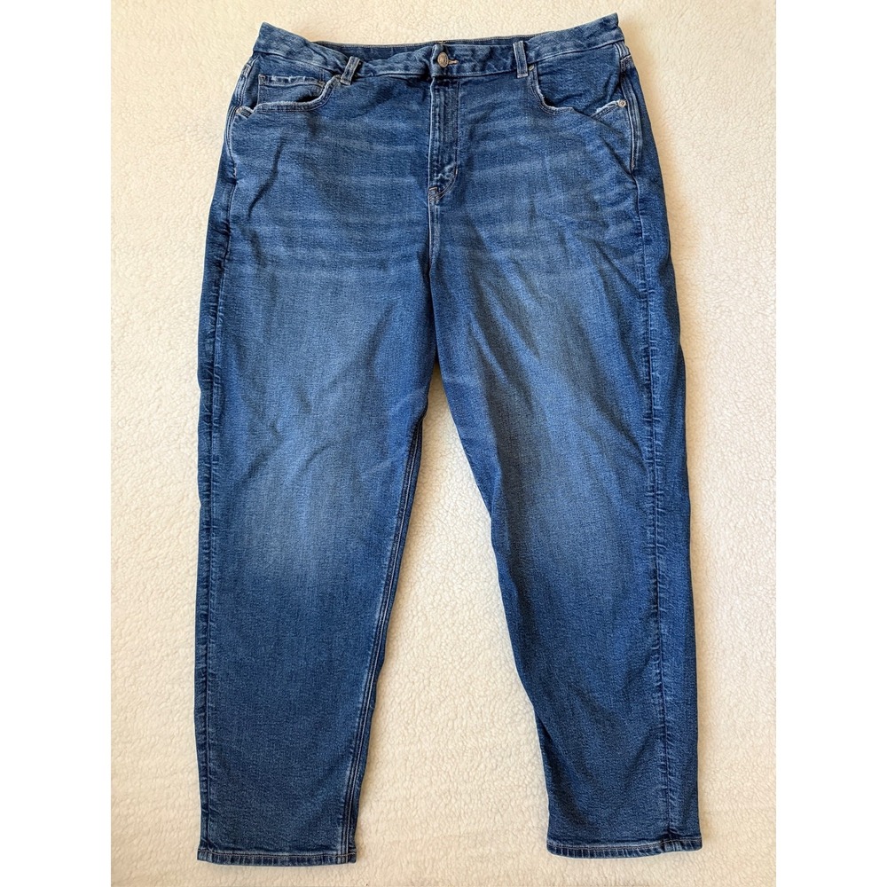 American Eagle Curvy Mom Jeans Womens 20 Blue Med Wash High Rise Stretch Denim
